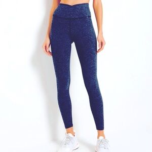 Interval Women's High-Waisted Spacedye Everyday Cross Over Leggings Iris Black S